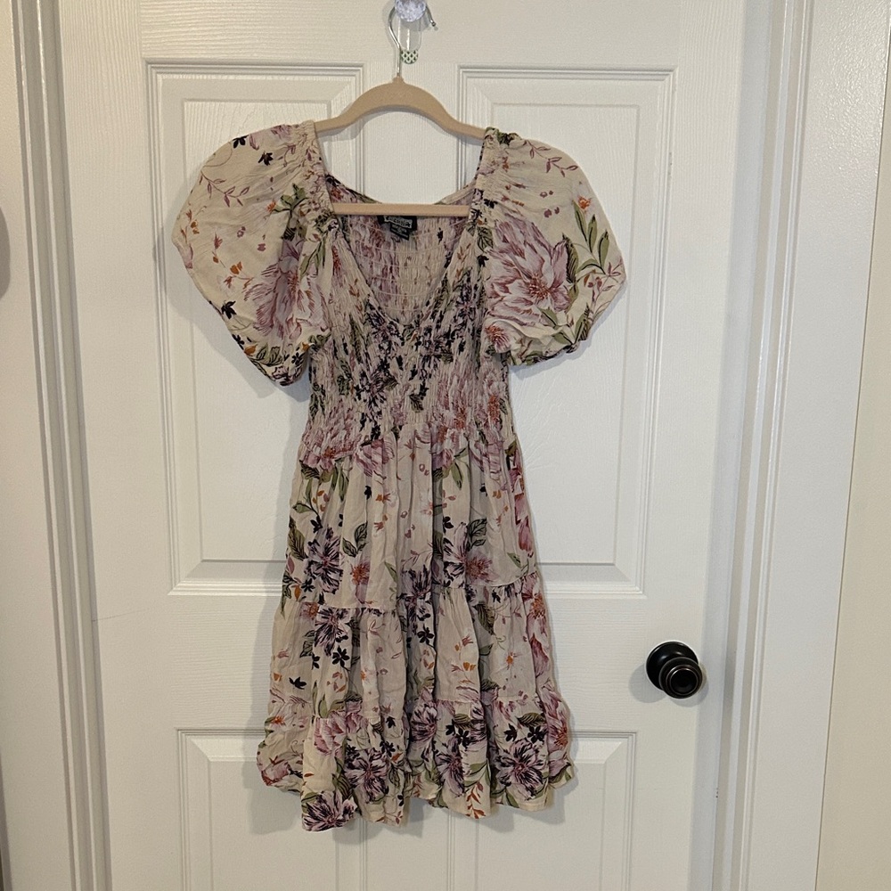 Angie Pink and Green Smocked Dress